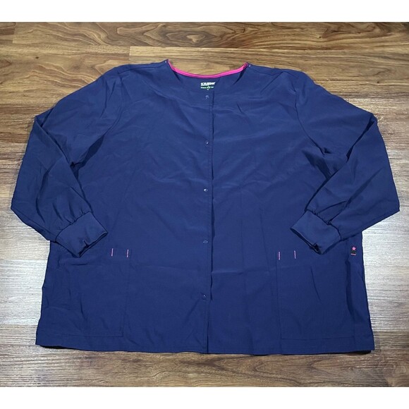 Scrubstar Womens 3XL Ethical Fabric Snap Front Warm Up Scrub Jacket Indigo - Picture 1 of 6